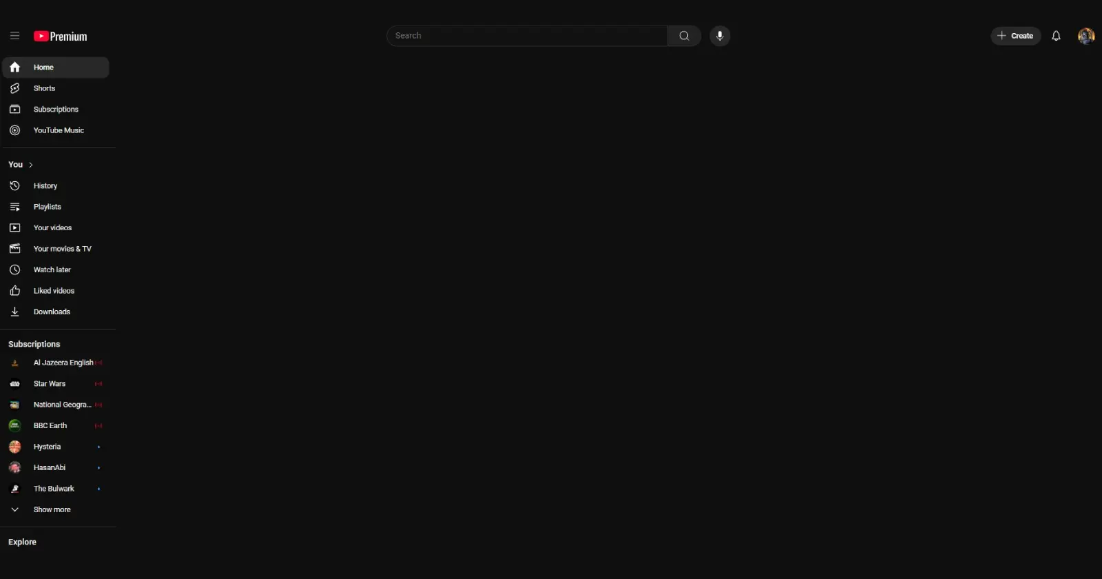 youtube homepage blank bug