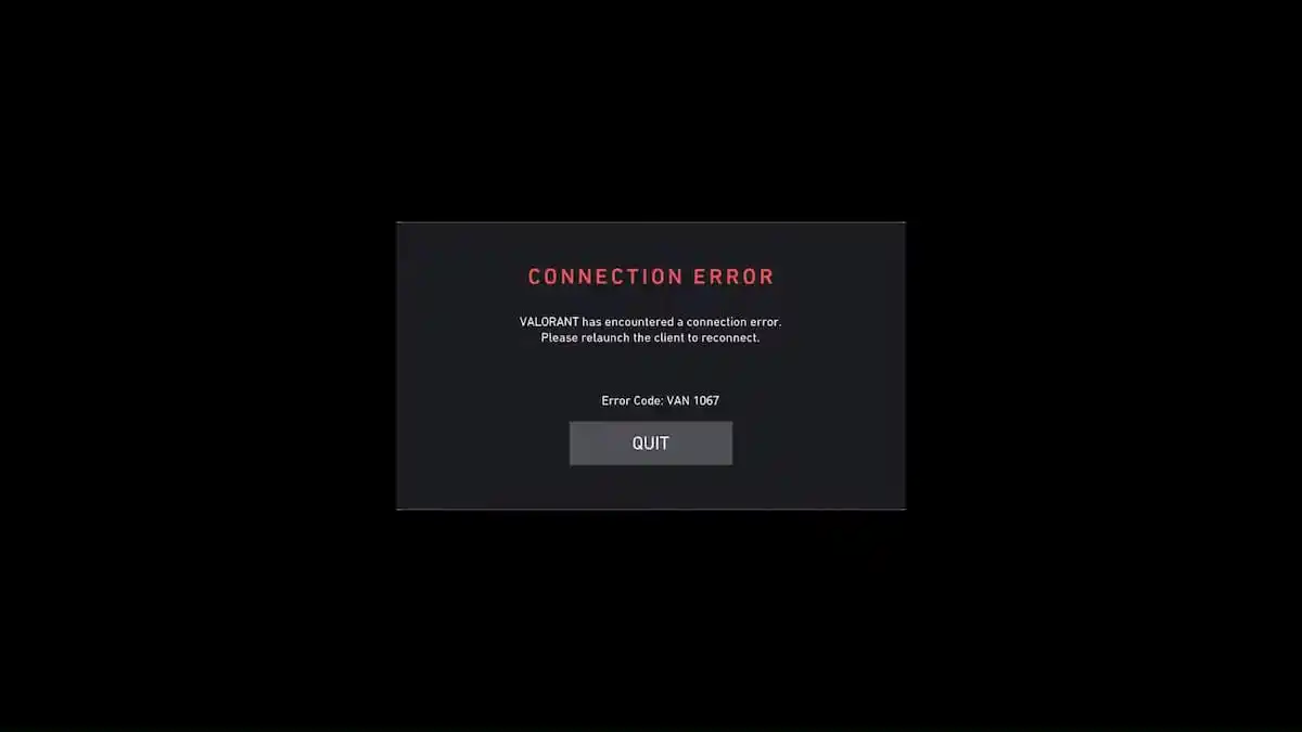 Valorant VAN 1067 Error
