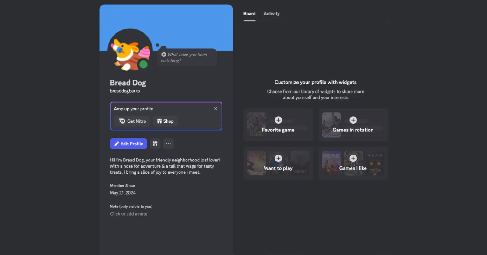 discord profile widgets