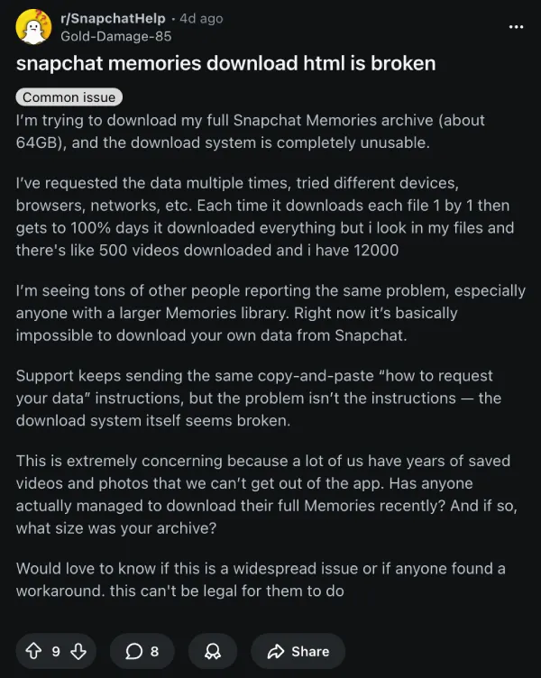 snapchat memories download html broken complaint snapchat memories download html broken complaint