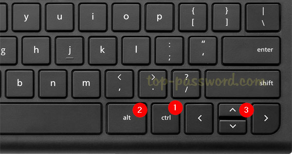 Ctrl + Alt + Up Arrow A keyboard showing the shortcut: Ctrl + Alt + Up Arrow