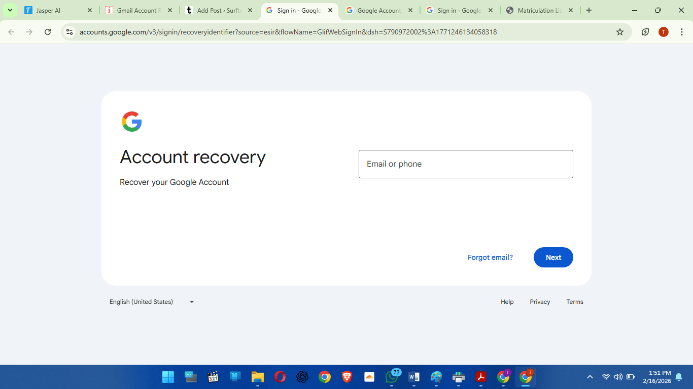 Screenshot (56) Google Account Recovery page